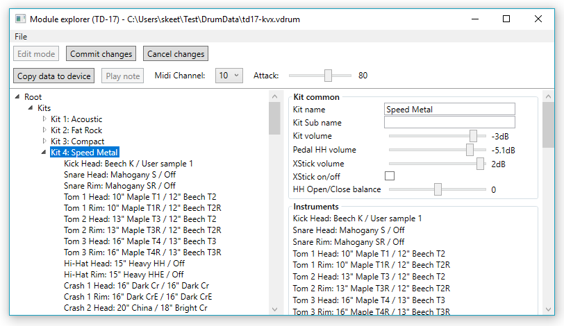 Module explorer in edit mode